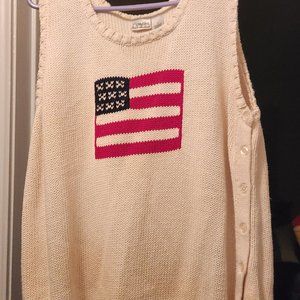 villager sport woman by liz claiborne cotton blend vest with american flag